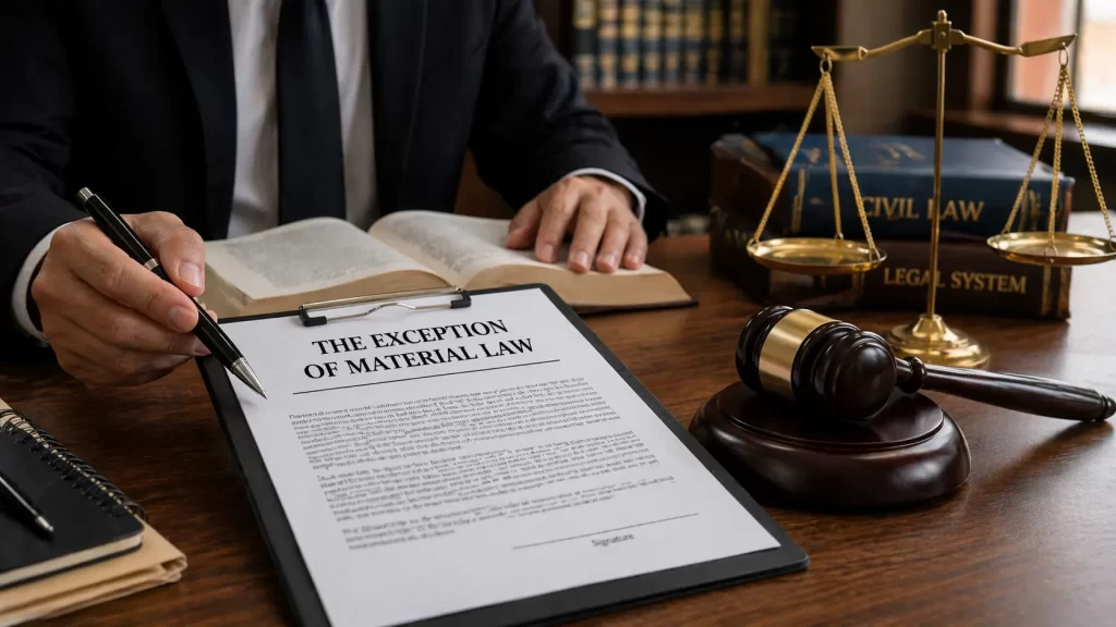 The Exception of Material Law