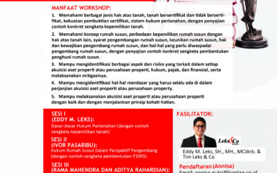 Pelatihan Hukum “Kupas Tuntas Aspek Hukum Pertanahan & Akusisi Properti” pada 29 April 2015 di Hotel Santika Premiere, Jakarta