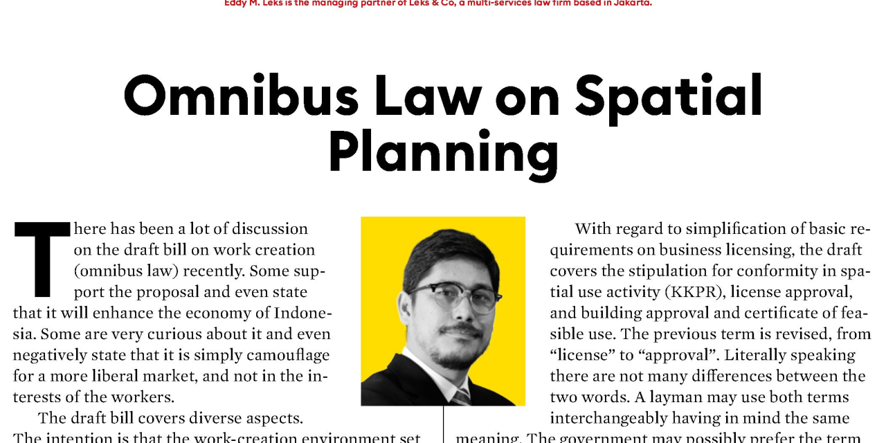 Legal View – Omnibus Law on Spatial Planning