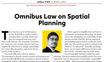 Legal View – Omnibus Law on Spatial Planning
