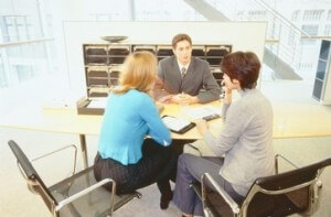 Businessman with two women